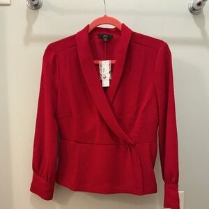 JCrew red faux-wrap NWT